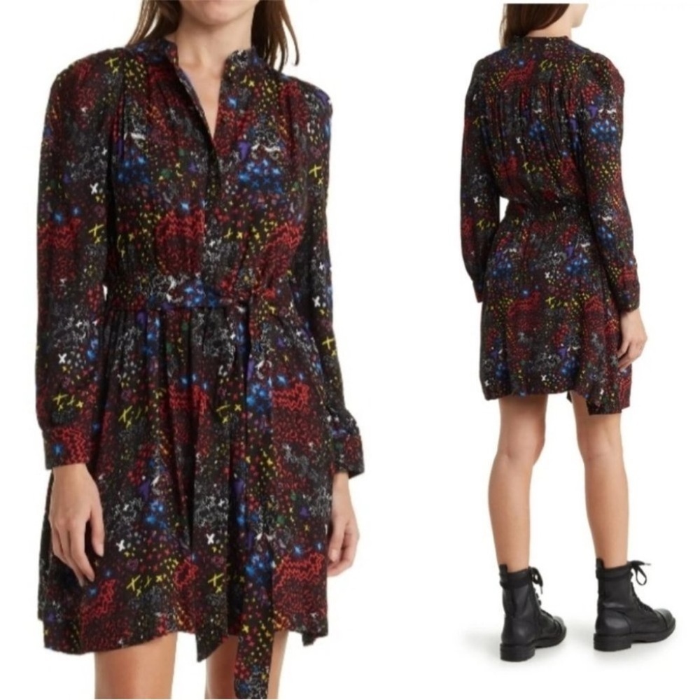 Zadig & Voltaire Black and Red Long Sleeve Dress size XS